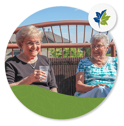 two women talking outside